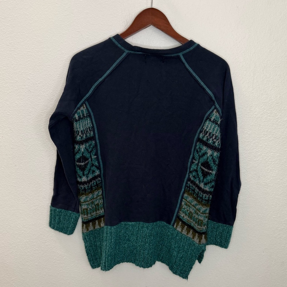 Ruby Moon Navy  Sweatshirt Sweater Aztec Bohemian size XSLong Tail 100% Cotton - Picture 3 of 4